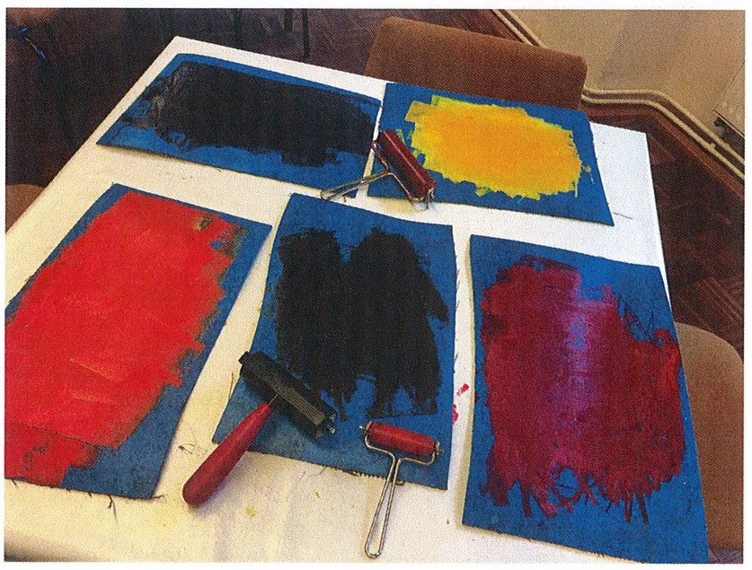 Farbwalzen Druckfarbe wurde aufgewalzt