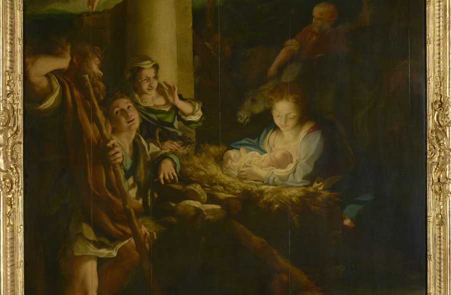 Das Foto zeigt das von Antonio da Correggio in den Jahren 1528/1530 geschaffene Gemälde „Die Heilige Nacht“ in der Gemäldegalerie Alte Meister der Staatlichen Kunstsammlungen Dresden.