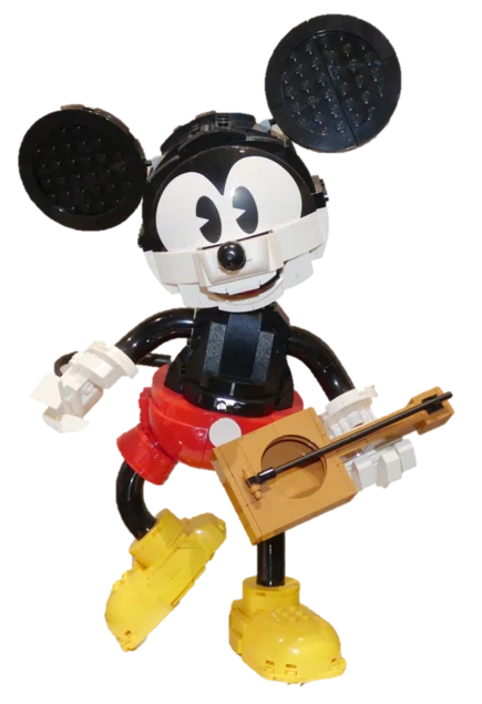 LEGO-Micky Maus Aus Klemmbausteinen zusammengesetzte Figur einer Gitarre spielenden Micky Maus