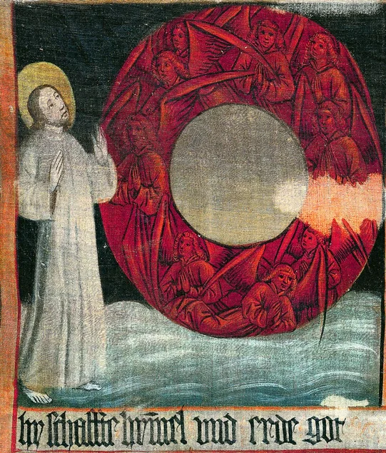 Großes Zittauer Fastentuch, Detail: Erschaffung Himmel und Erde