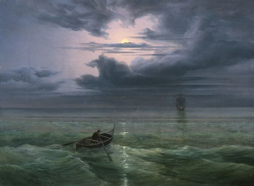 Ernst Ferdinand Oehme: Mondnacht am Golf von Salerno, 1827