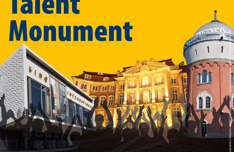 Auf dem Werbeplakat des bundesweiten Aktionstages steht über einer Collage von Fotos unterschiedlicher Denkmale das Motto „Talent Monument“.