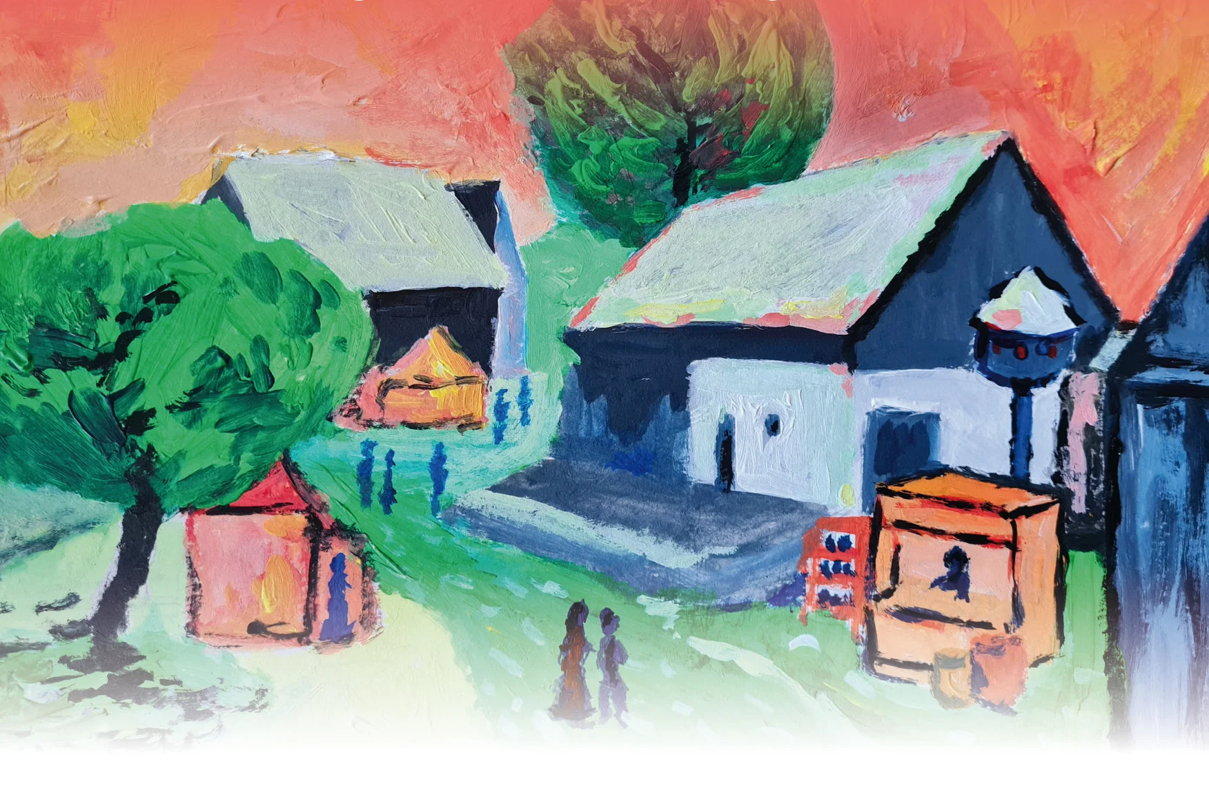 Kunsthandwerkermarkt im Vogtländischen Freilichtmuseum Landwüst Motiv des Veranstaltungsplakats ist eine Zeichnung des Museumshofes mit Marktständen.