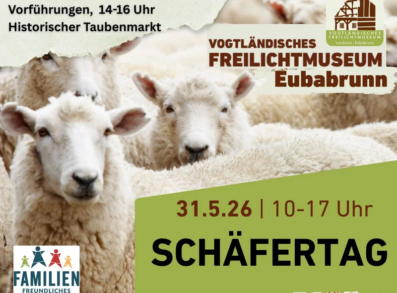 Plakatmotiv sind drei Schafe, die in Richtung des Betrachters schauen.