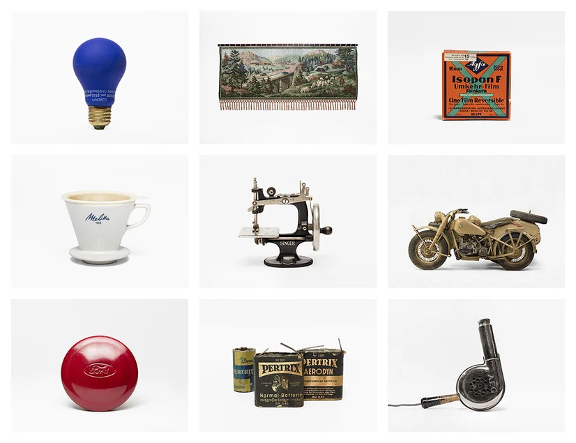 Made in Germany – Industrie und Zwangsarbeit im Nationalsozialismus Neun Fotografien von Tomasz Lewandowski zeigen Produkte, gefertigt in Zwangsarbeit zwischen 1939 und 1945 in Deutschland.