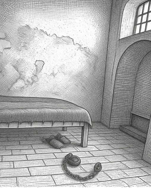 „Hexen, Geister, Spukgeschichten“ Historische Zelle im Stadtgefängnis Wurzen, grafisch überzeichnet