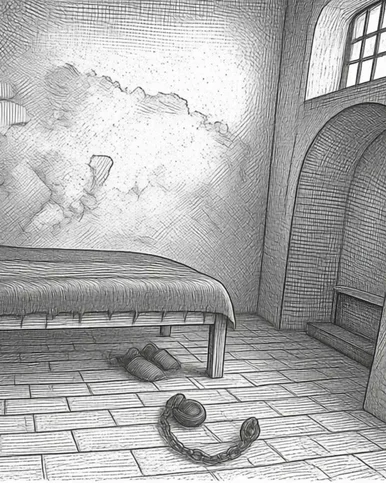 „Hexen, Geister, Spukgeschichten“ Historische Zelle im Stadtgefängnis Wurzen, grafisch überzeichnet