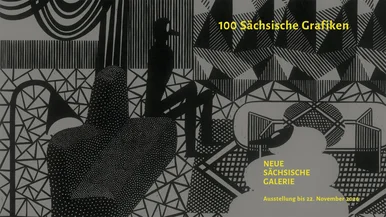 Plakat – Motiv: Christoph Feist, „Im kalten Polar #3“, 2026, Holzschnitt, 42 x 60 cm Aus Schwarzweiß-Linien und -Flächen bestehende, zunächst abstrakt wirkende Grafik mit 2 in einem Wohnzimmer sitzenden Figuren