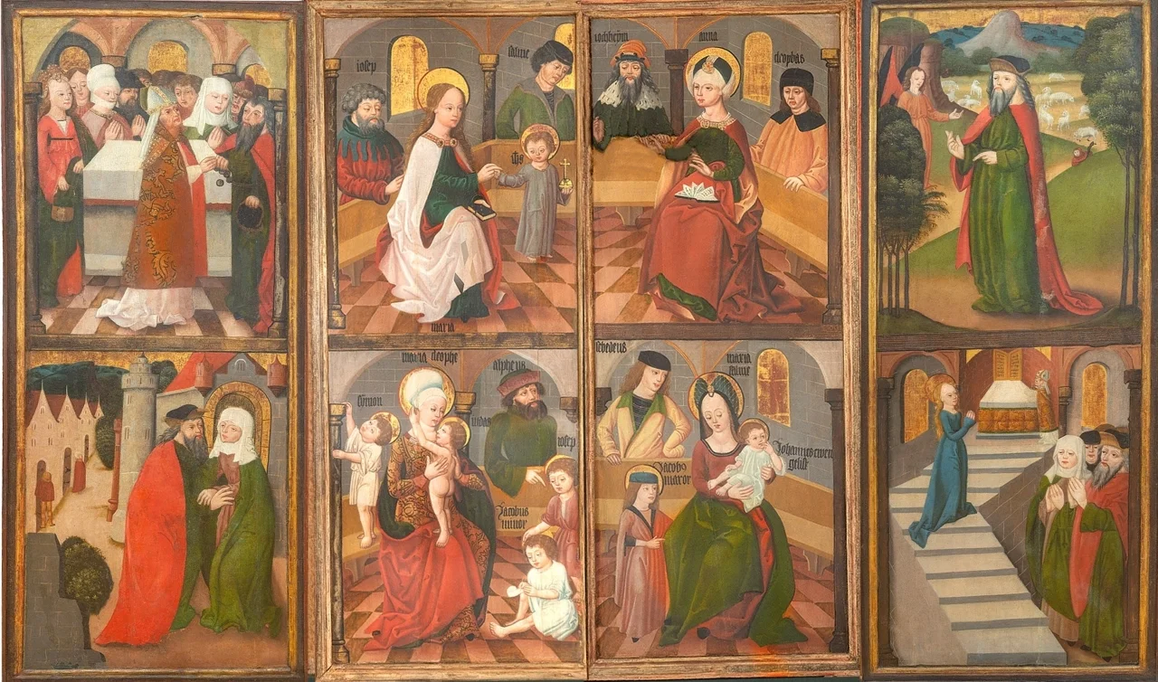 Detail des spätgotischen Flügel-Altars mit biblischen Szenen aus dem Leben Marias
