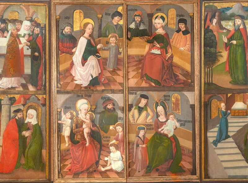 Detail des spätgotischen Flügel-Altars mit biblischen Szenen aus dem Leben Marias
