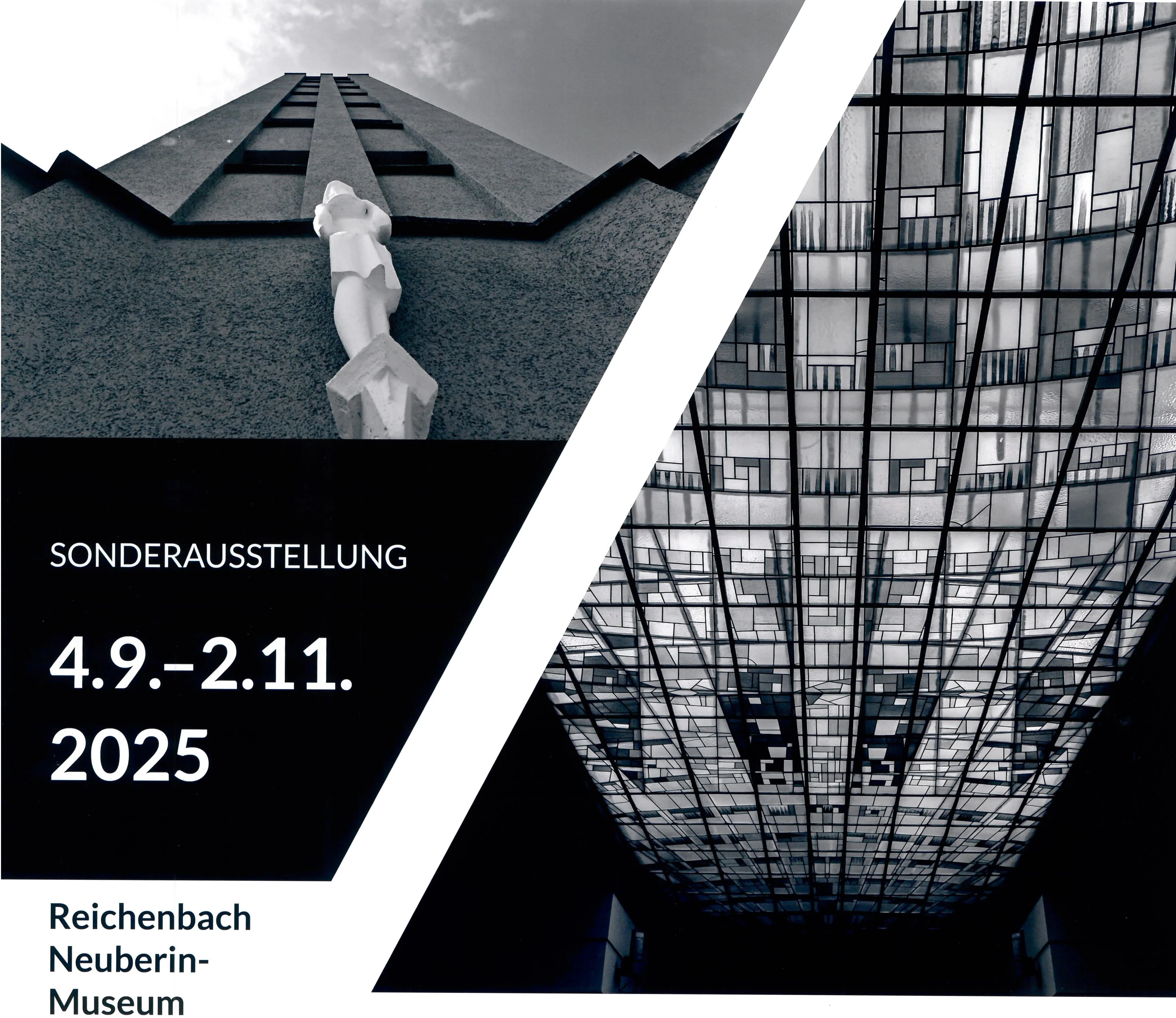Das Plakat zeigt Architekturdetails zweier in Reichenbach im Stil der Neuen Sachlichkeit errichteter Gebäude