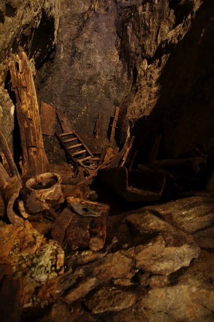 Radkammer mit Originalteilen aus der Altbergbauzeit