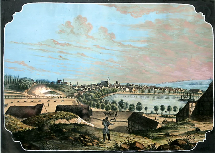 Stadtansicht von Borna um 1850