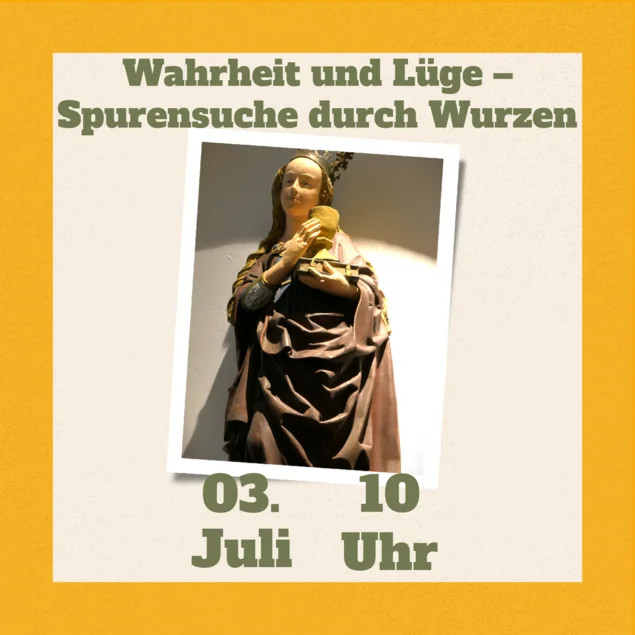 Foto der Statue einer historischen weiblichen Figur mit Krone, die einen Kelch hält