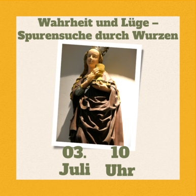 Stadtführung „Sagen und Legenden“ Foto der Statue einer historischen weiblichen Figur mit Krone, die einen Kelch hält
