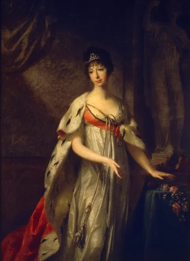 Maria Pawlowna, Großherzogin von Sachsen-Weimar-Eisenach, Gemälde von Friedrich August Tischbein Porträt einer elegant gekleideten Dame