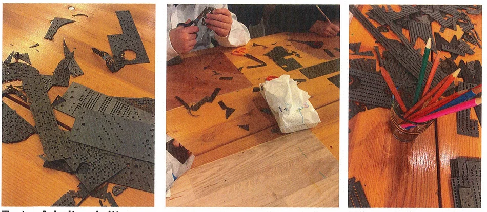 Zuschneiden von Lochkarten Papplochkarten werden mit der Schere zugeschnitten