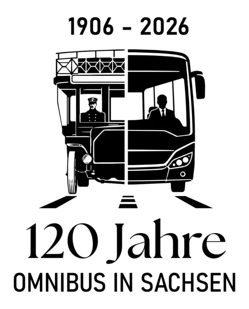 Jubiläumslogo Das Logo besteht je zur Hälfte aus einem historischen und einem modernen Bus.