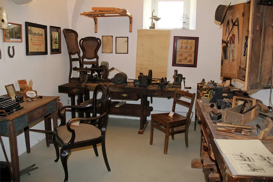 Arbeitsplatz des Stuhlbauers