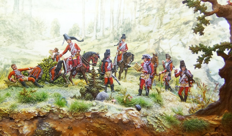 Zinnfiguren-Diorama einer militärhistorischen Szene