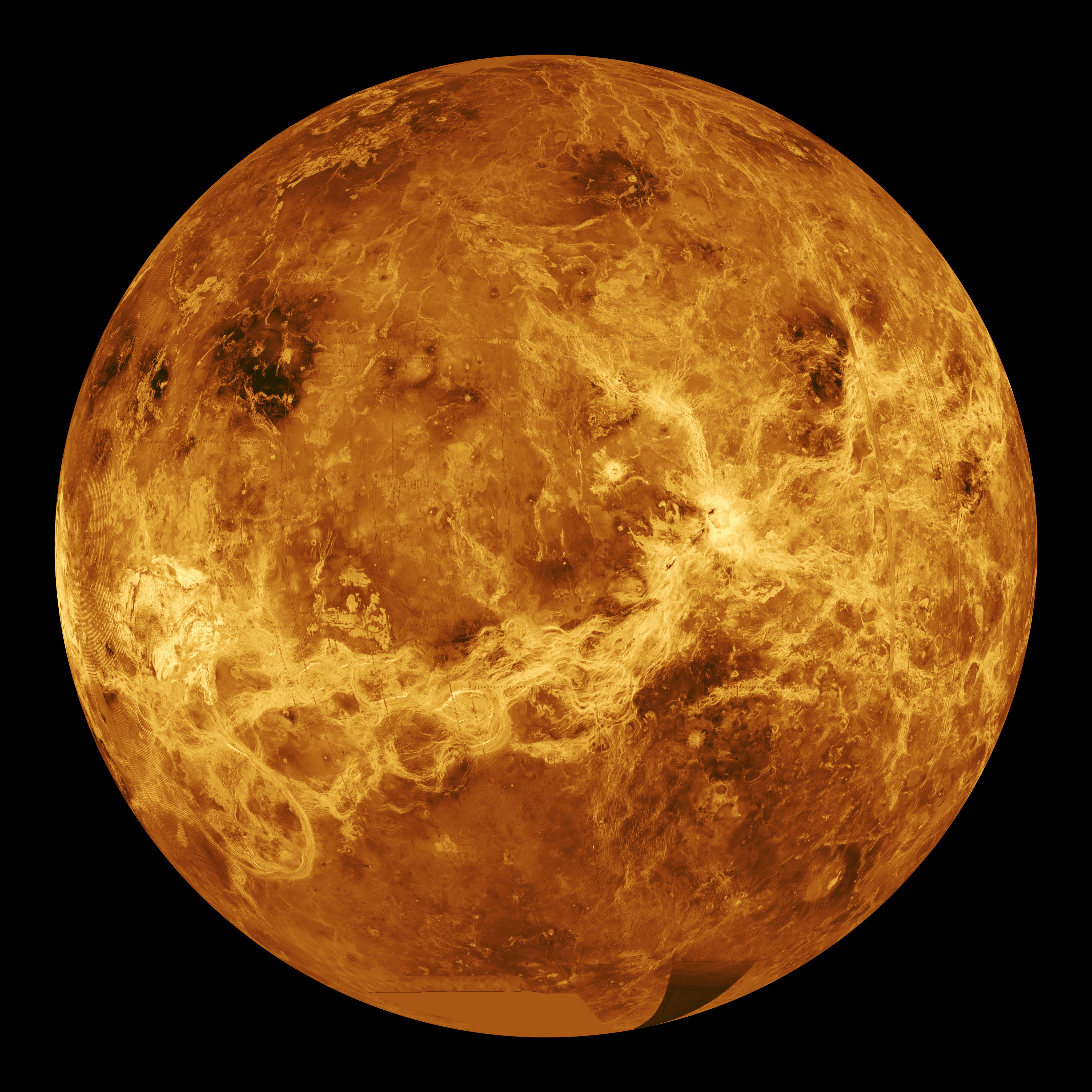 Planet mit Oberfläche in Orange- und Brauntönen